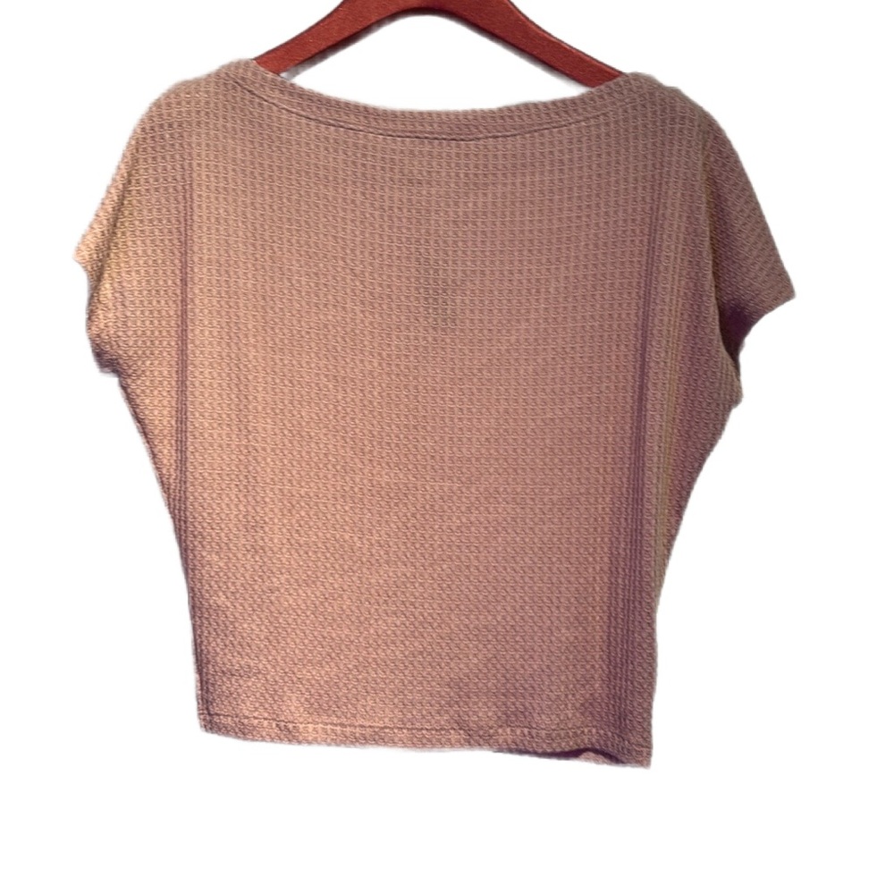 EXPRESS | One Eleven - Pink Waffle Knit Short Sleeve Top - Small - Picture 3 of 6